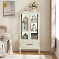 Lighted Glass Display Cabinet with 2 Doors and 1 Drawer