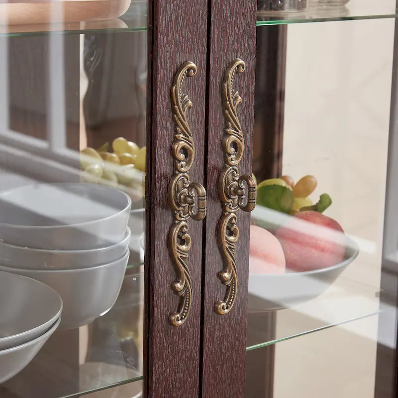 Lighted Glass Display Cabinet with 2 Doors and 1 Drawer