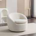 Boucle Upholstered Barrel Chair with 360° Swivel Base
