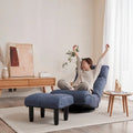 Navy Armless Swivel Recliner with Ottoman and Adjustable Headrest