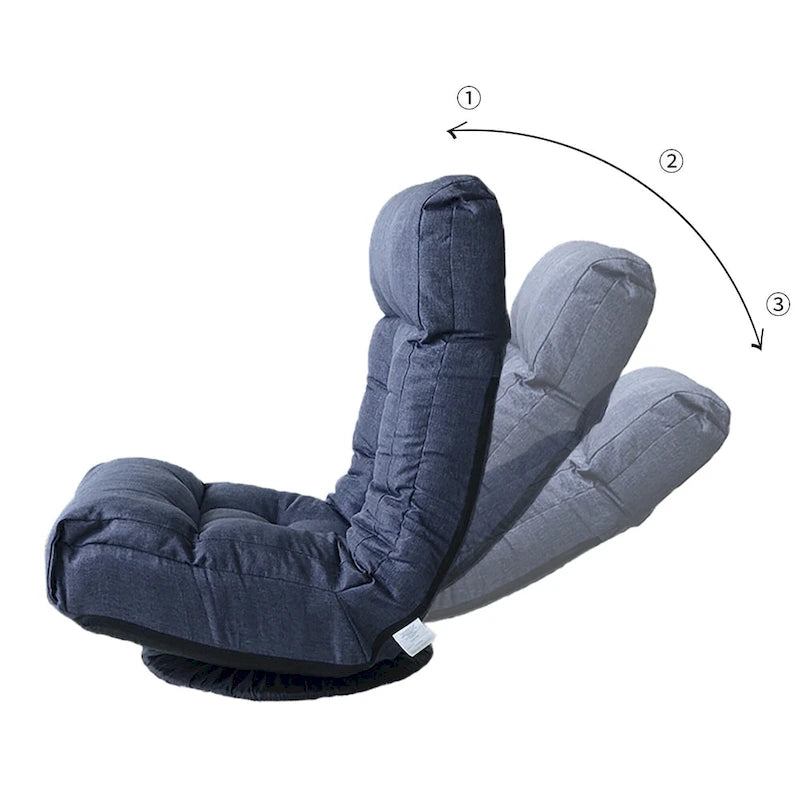 Navy Armless Swivel Recliner with Ottoman and Adjustable Headrest