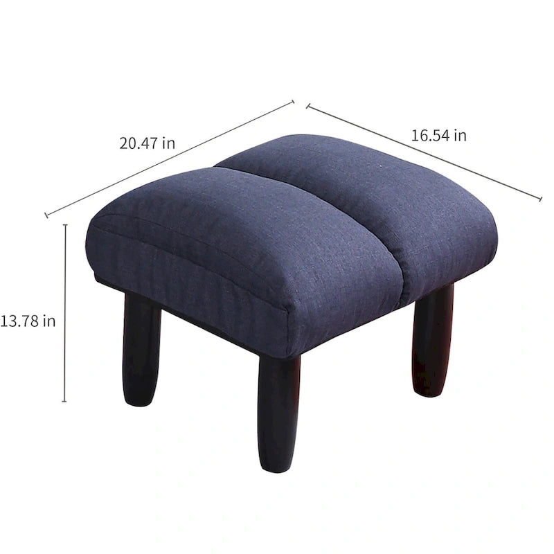 Navy Armless Swivel Recliner with Ottoman and Adjustable Headrest