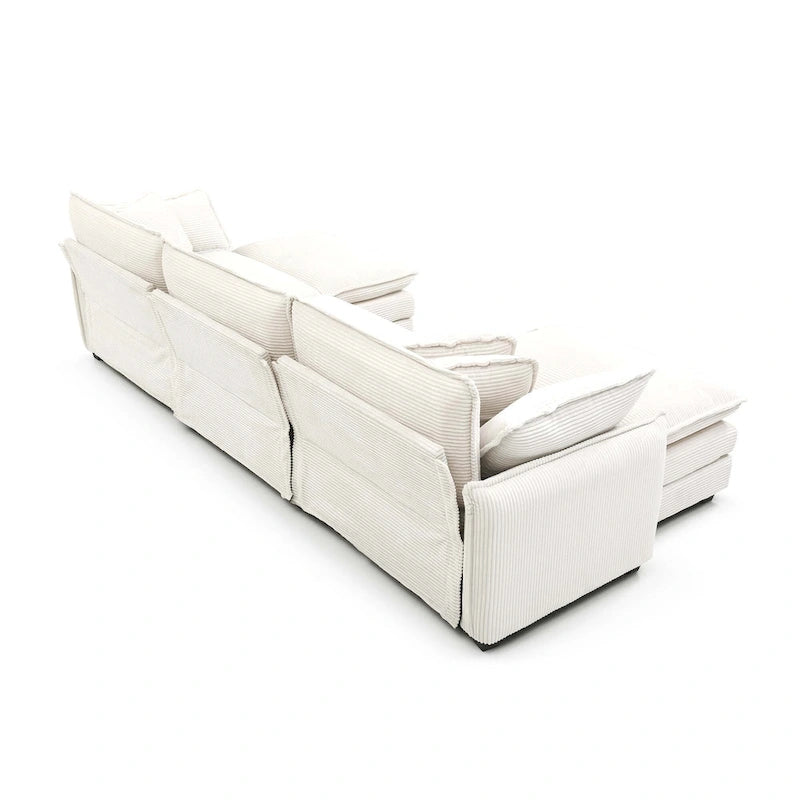 Beige Corduroy U-Shaped Modular Sectional Sofa with 2 Ottomans