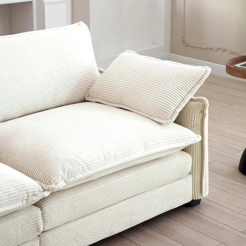 Beige Corduroy U-Shaped Modular Sectional Sofa with 2 Ottomans