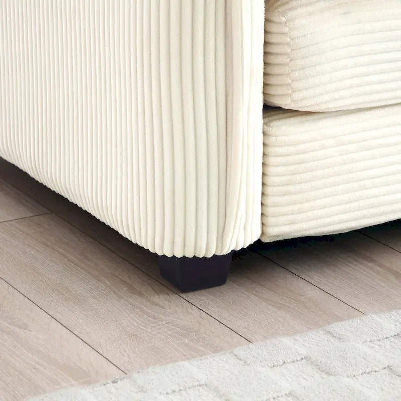 Beige Corduroy U-Shaped Modular Sectional Sofa with 2 Ottomans