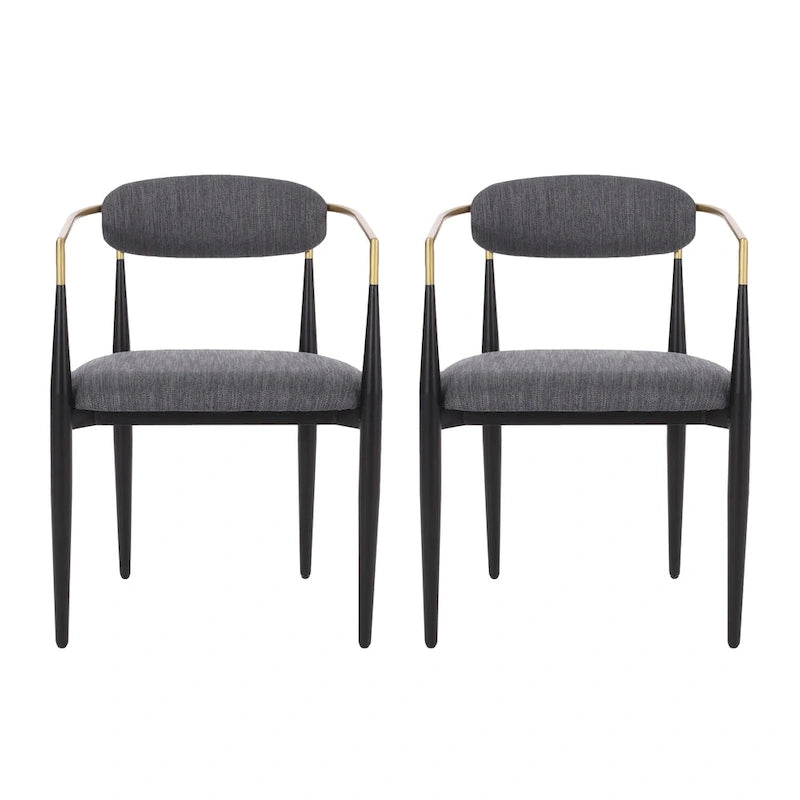 Fabric Upholstered Iron Dining Chairs (Set of 2)