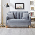Beige Velvet Tufted Loveseat with Track Arms