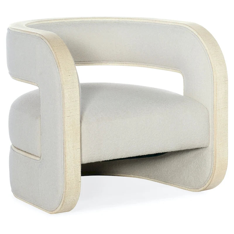 Upholstered Accent Chair with Lacquered Burlap Trim