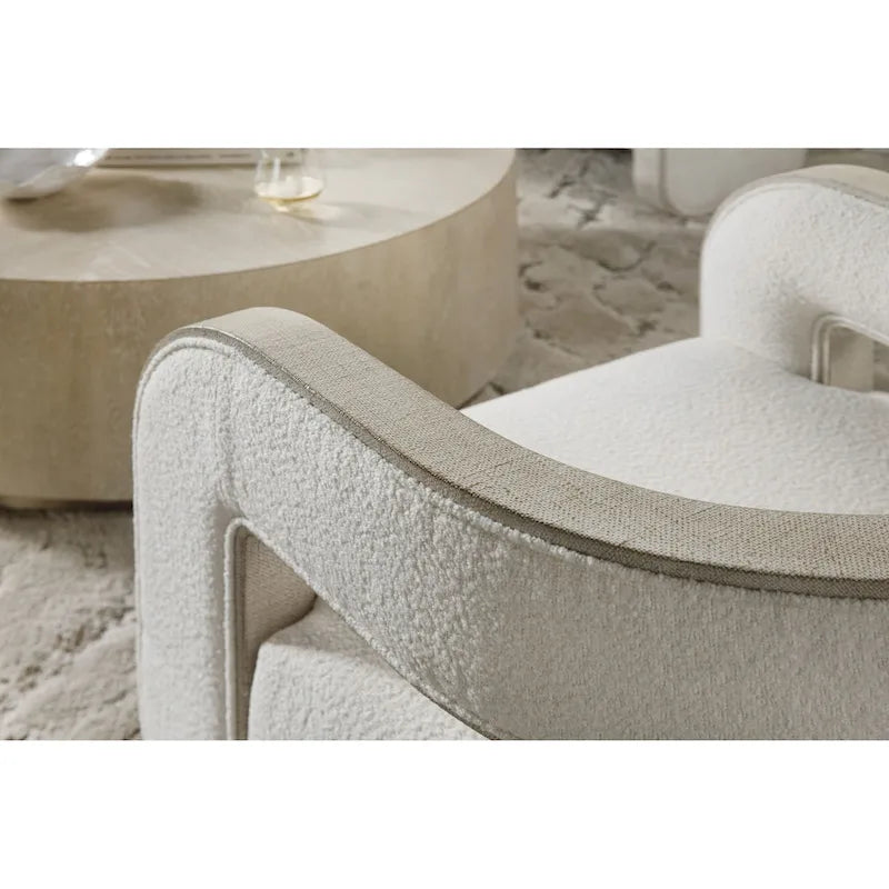 Upholstered Accent Chair with Lacquered Burlap Trim