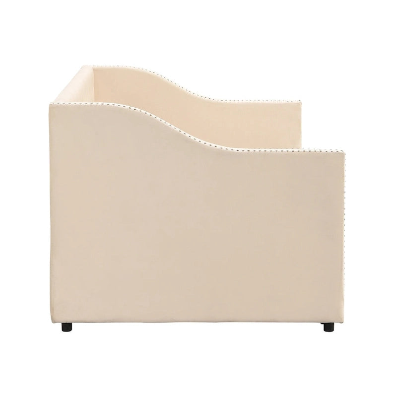 Twin Size Upholstered Daybed with Pop Up Trundle, Gray