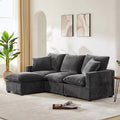 L-Shape Modular Chenille Sectional Sofa with Ottoman