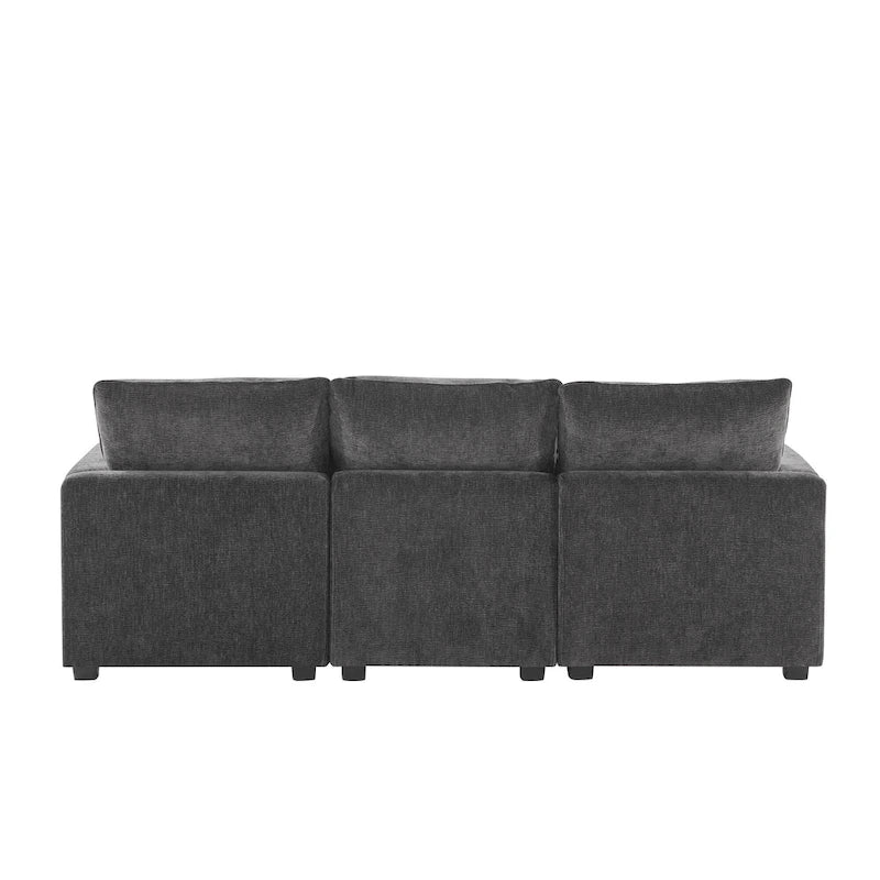 L-Shape Modular Chenille Sectional Sofa with Ottoman