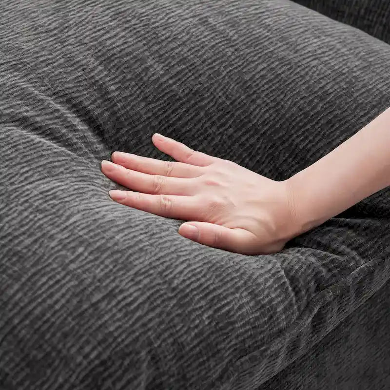 L-Shape Modular Chenille Sectional Sofa with Ottoman