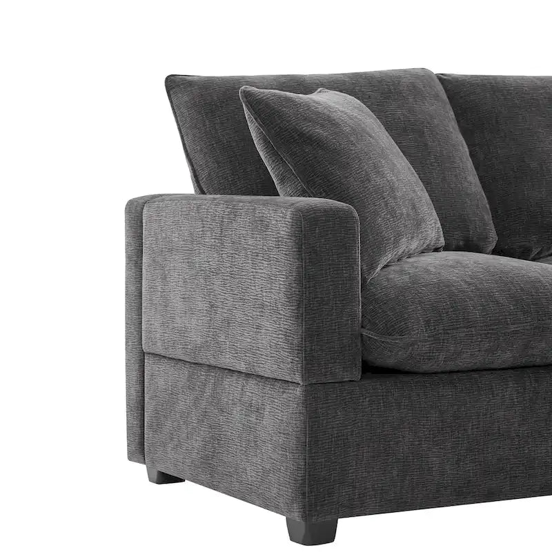 L-Shape Modular Chenille Sectional Sofa with Ottoman