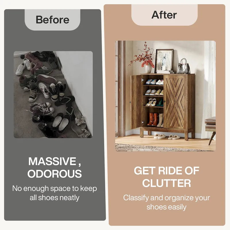 Adjustable Shoe Cabinet with Doors