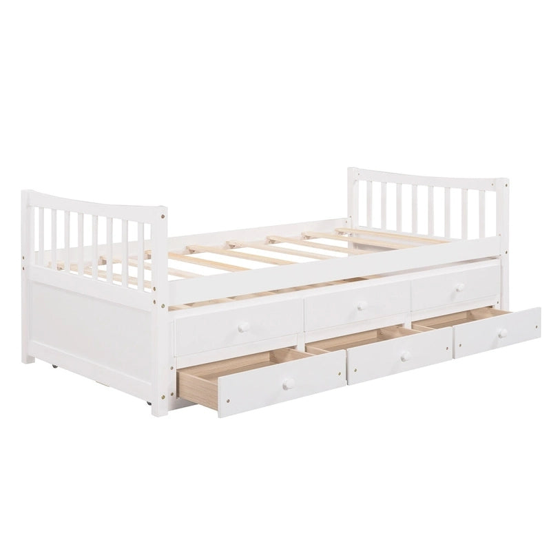 White Twin Daybed with Trundle and Drawers
