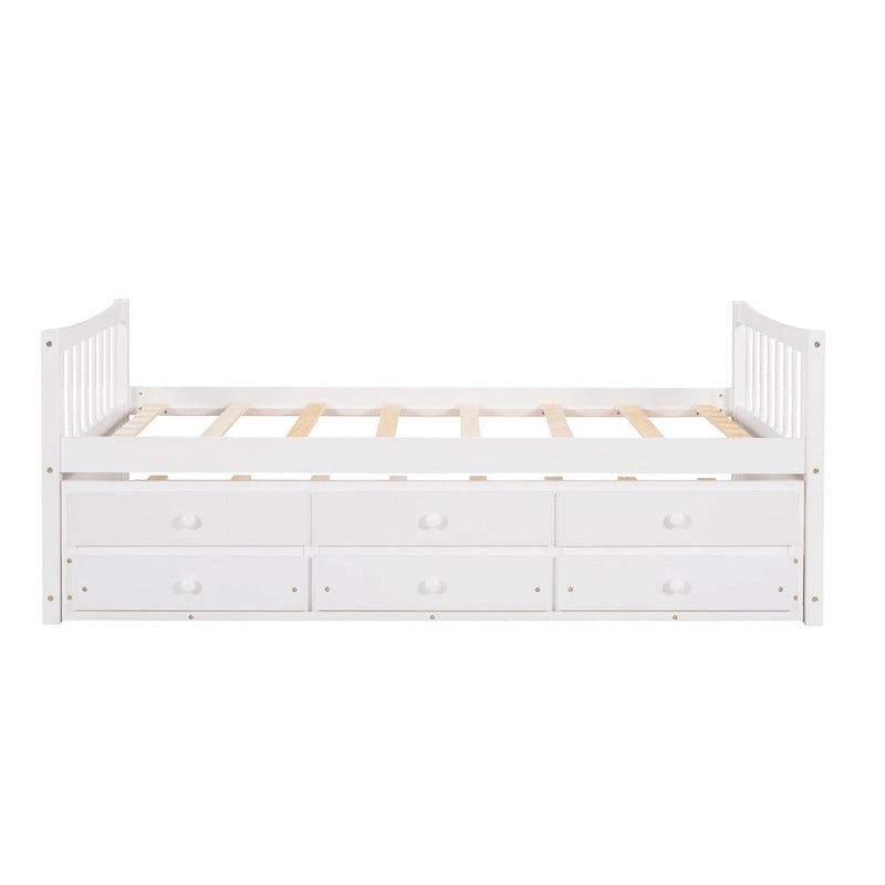 White Twin Daybed with Trundle and Drawers