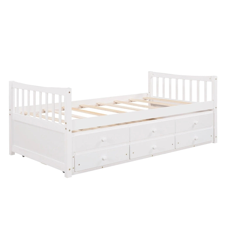 White Twin Daybed with Trundle and Drawers