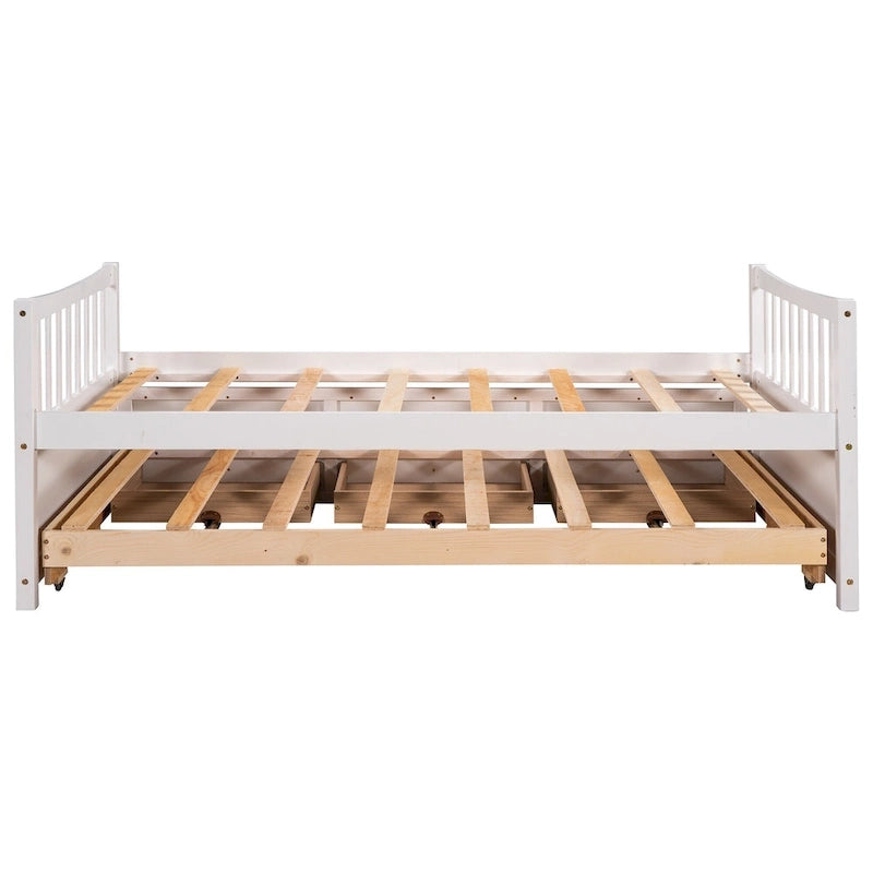 White Twin Daybed with Trundle and Drawers