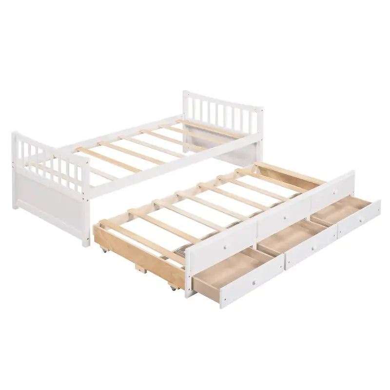White Twin Daybed with Trundle and Drawers