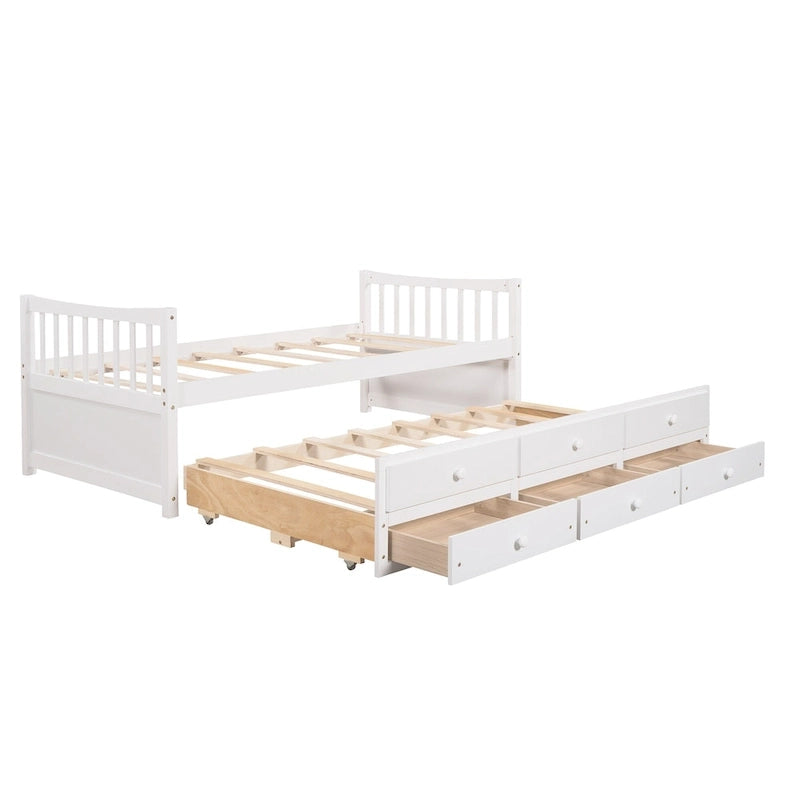 White Twin Daybed with Trundle and Drawers