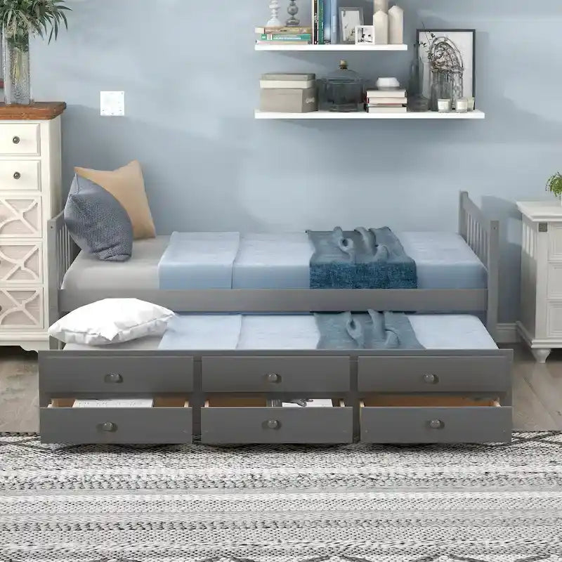 White Twin Daybed with Trundle and Drawers