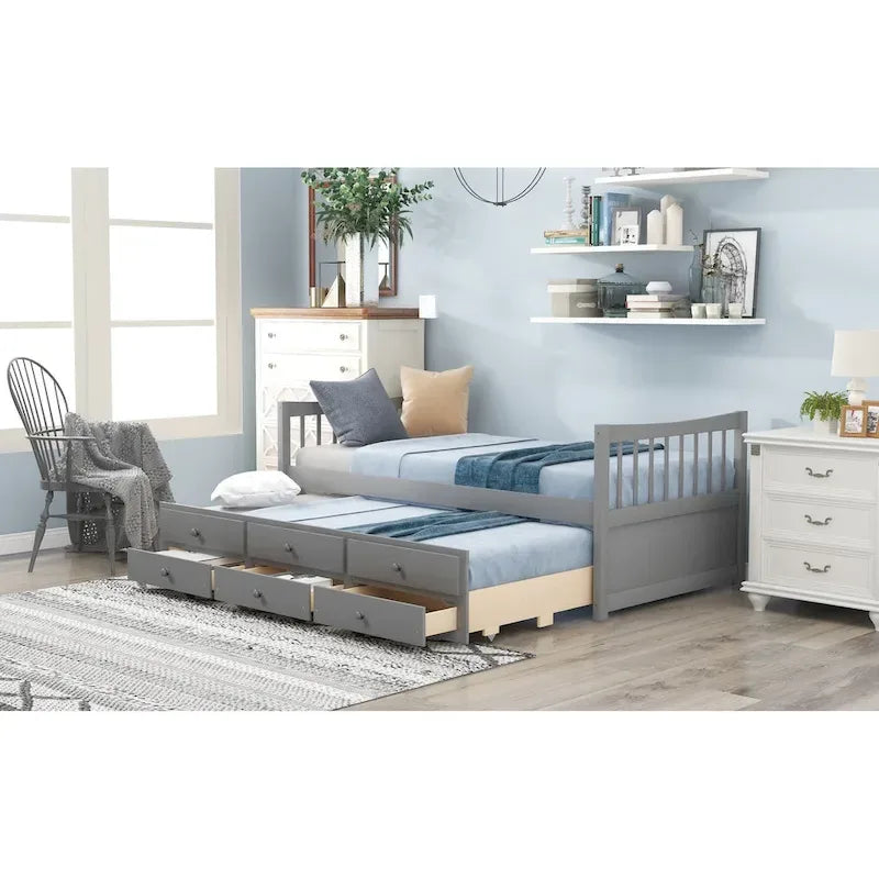 White Twin Daybed with Trundle and Drawers
