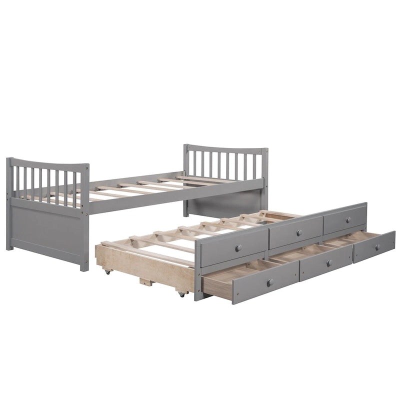 White Twin Daybed with Trundle and Drawers