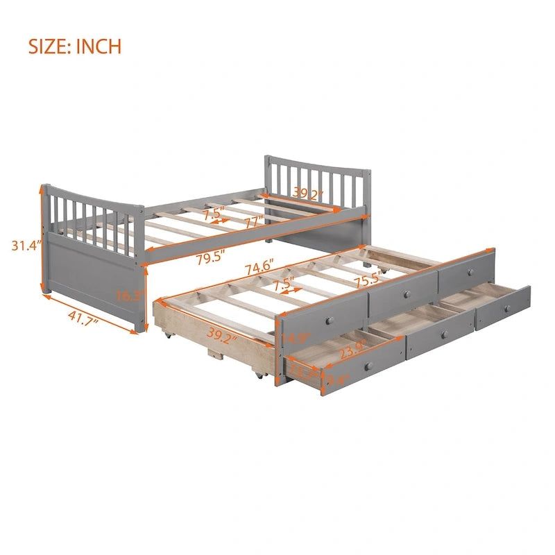 White Twin Daybed with Trundle and Drawers