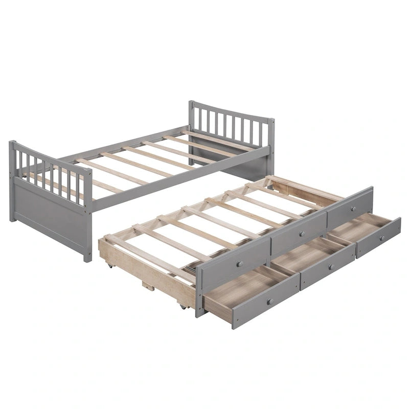 White Twin Daybed with Trundle and Drawers