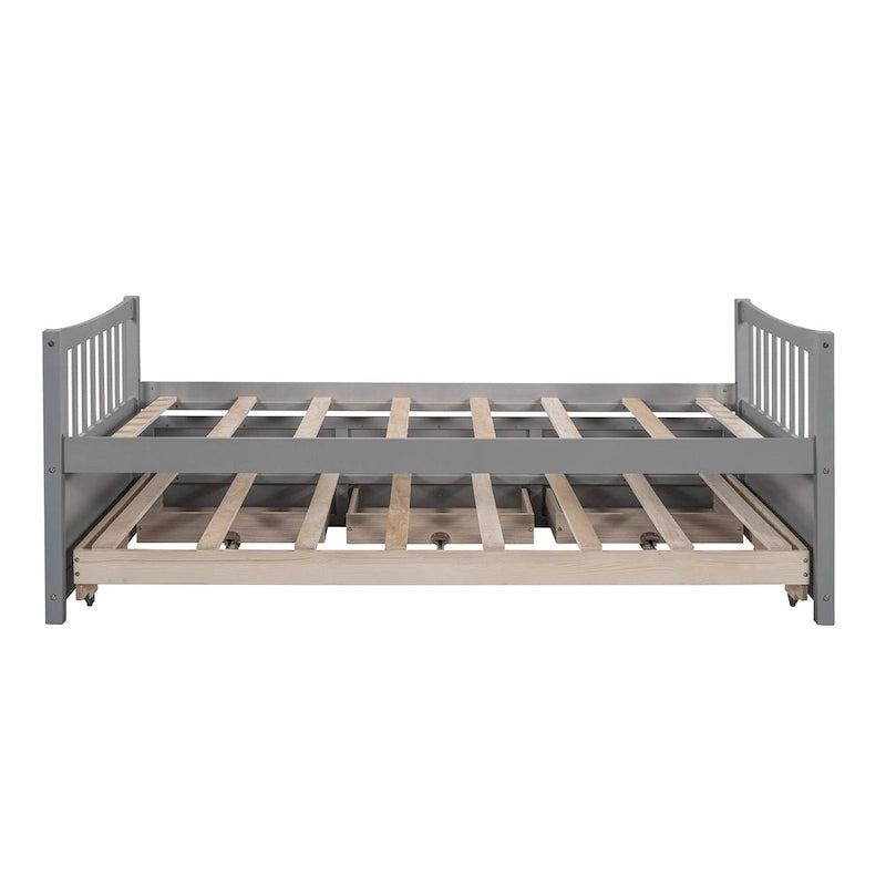 White Twin Daybed with Trundle and Drawers