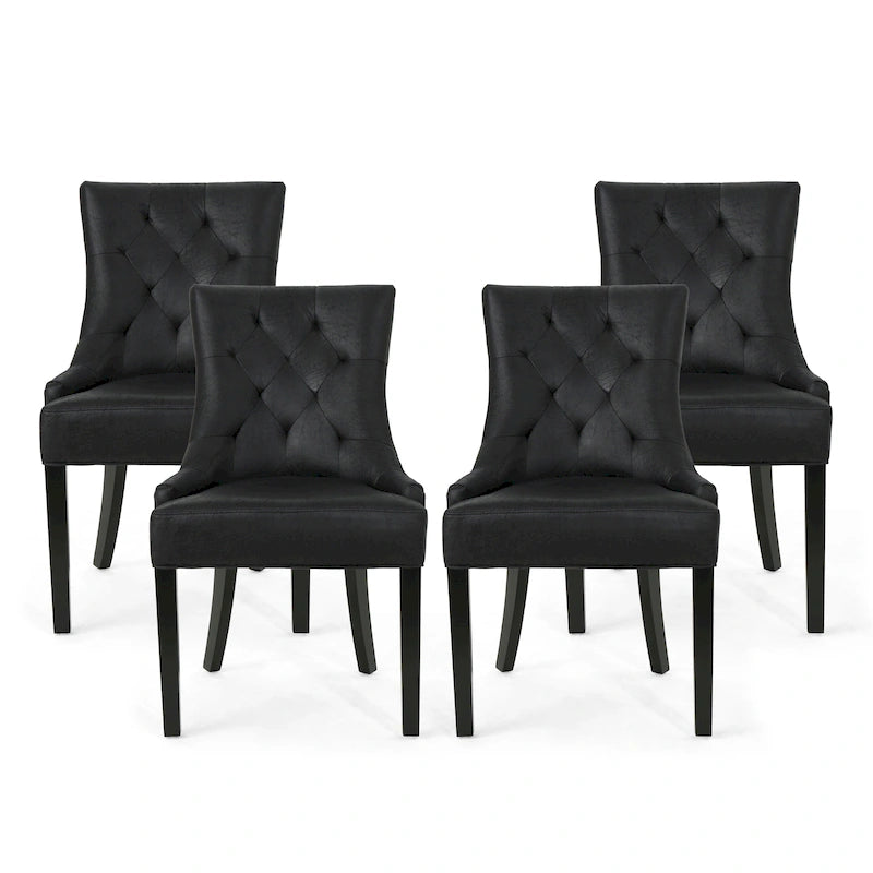 Tufted Dining Chairs with Sloped Arms - Set of 4