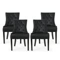Tufted Dining Chairs with Sloped Arms - Set of 4