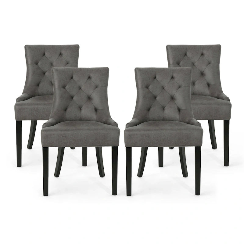 Tufted Dining Chairs with Sloped Arms - Set of 4