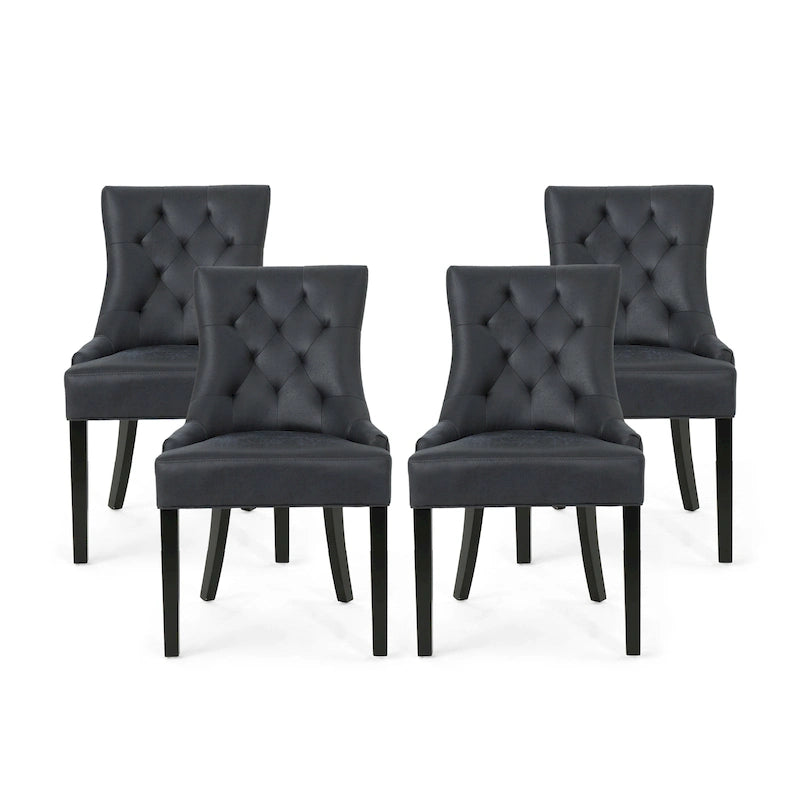 Tufted Dining Chairs with Sloped Arms - Set of 4