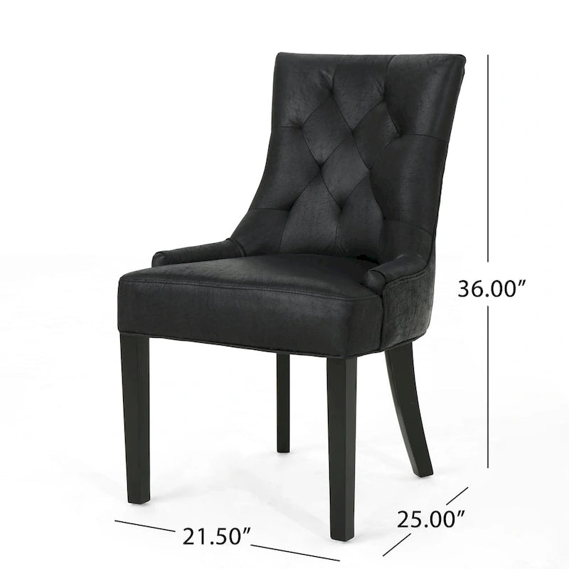 Tufted Dining Chairs with Sloped Arms - Set of 4