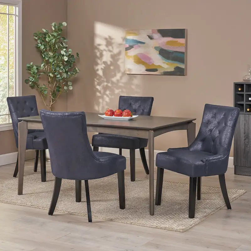 Tufted Dining Chairs with Sloped Arms - Set of 4