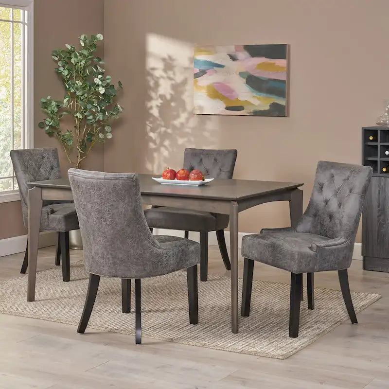 Tufted Dining Chairs with Sloped Arms - Set of 4