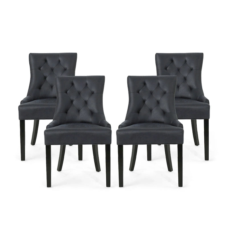Tufted Dining Chairs with Sloped Arms - Set of 4