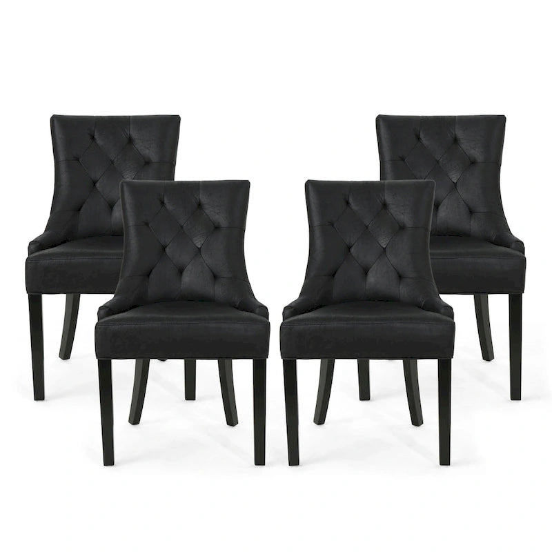 Tufted Dining Chairs with Sloped Arms - Set of 4