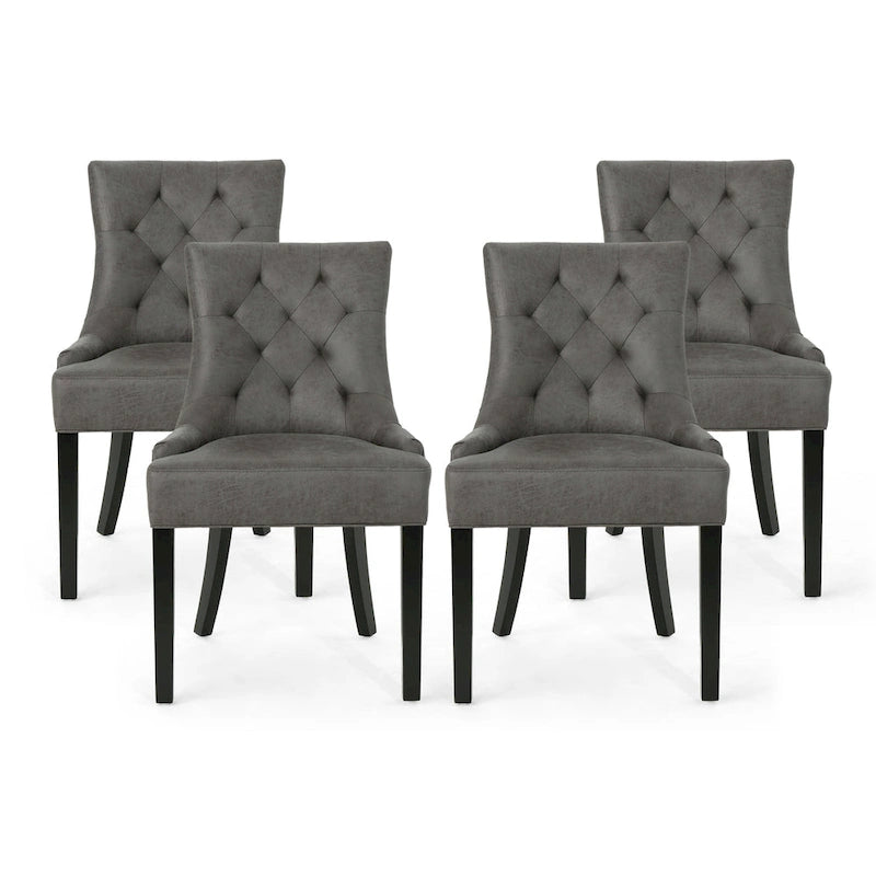 Tufted Dining Chairs with Sloped Arms - Set of 4