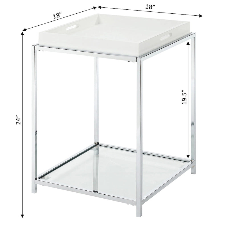 Glass End Table with Removable Trays