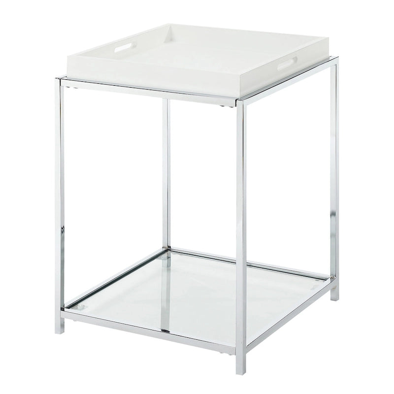Glass End Table with Removable Trays