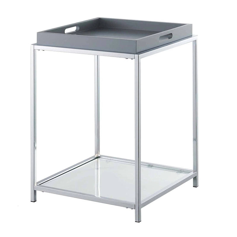 Glass End Table with Removable Trays
