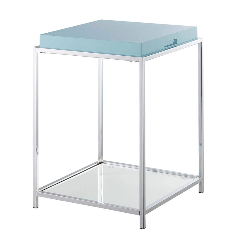 Glass End Table with Removable Trays