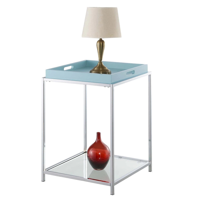 Glass End Table with Removable Trays