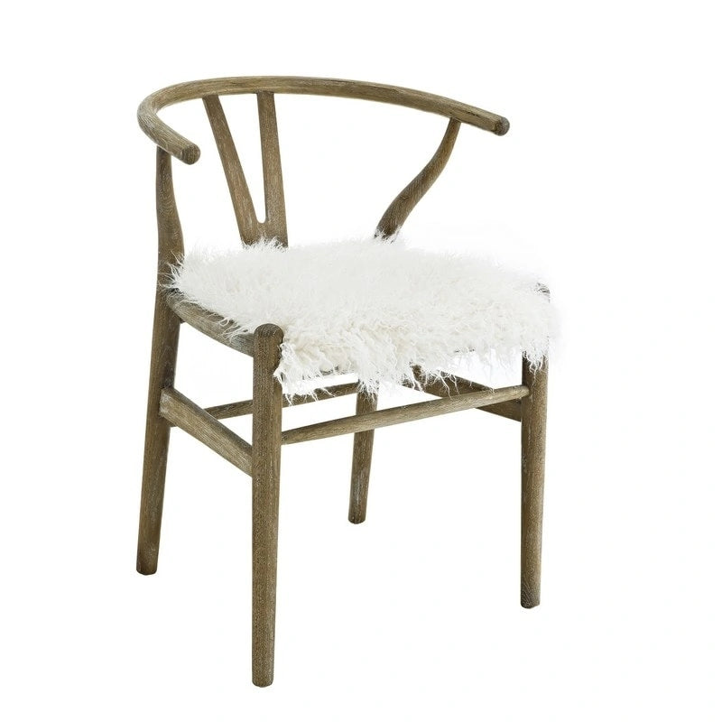 Accent Chair with Synthetic Fur Seat and Curved Frame