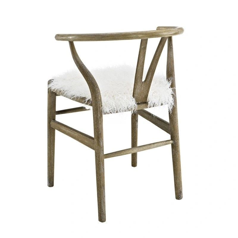 Accent Chair with Synthetic Fur Seat and Curved Frame