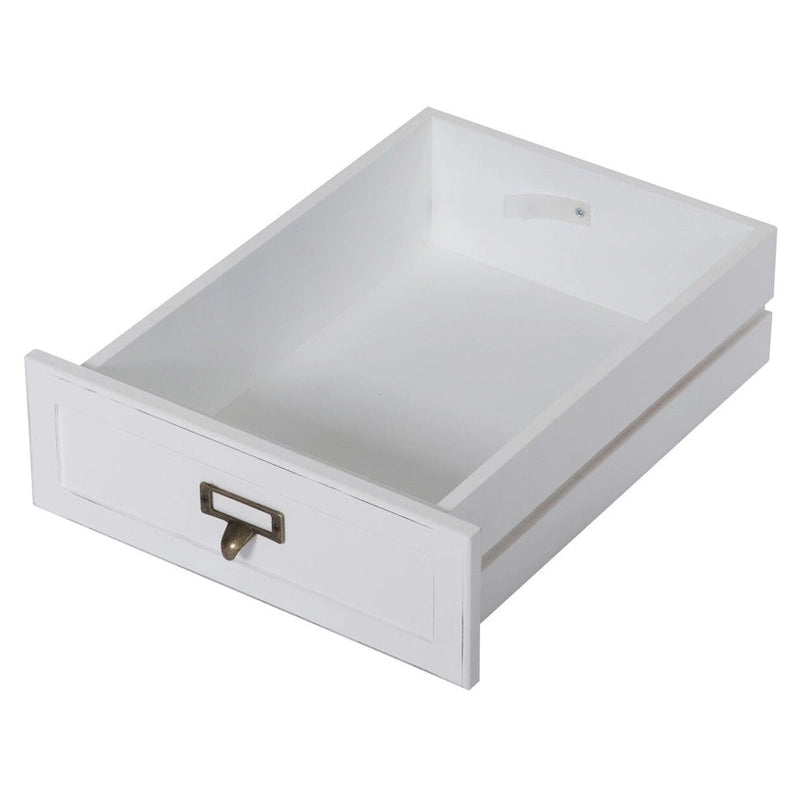 White Distressed Accent Side Table with Drawer