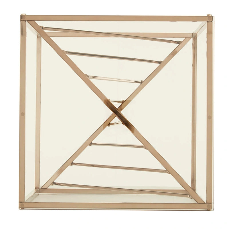 Square Metal and Glass Top End Table